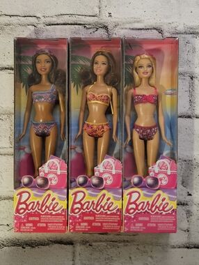 Barbie Beach Bikini Doll Lot of 3 2015 Mattel NIB Summer Dolls
